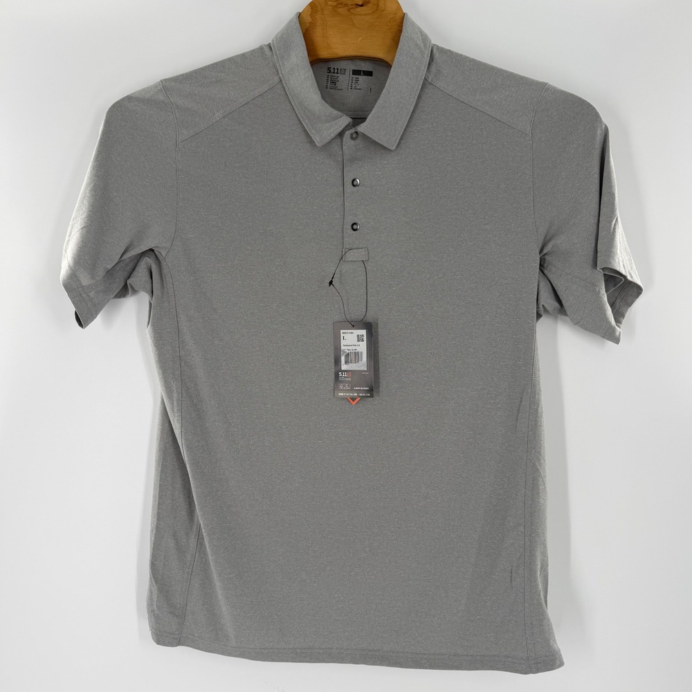 5.11 Tactical Paramount Polo 2.0 Mens Large Gray Short Sleeve Shirt 41284